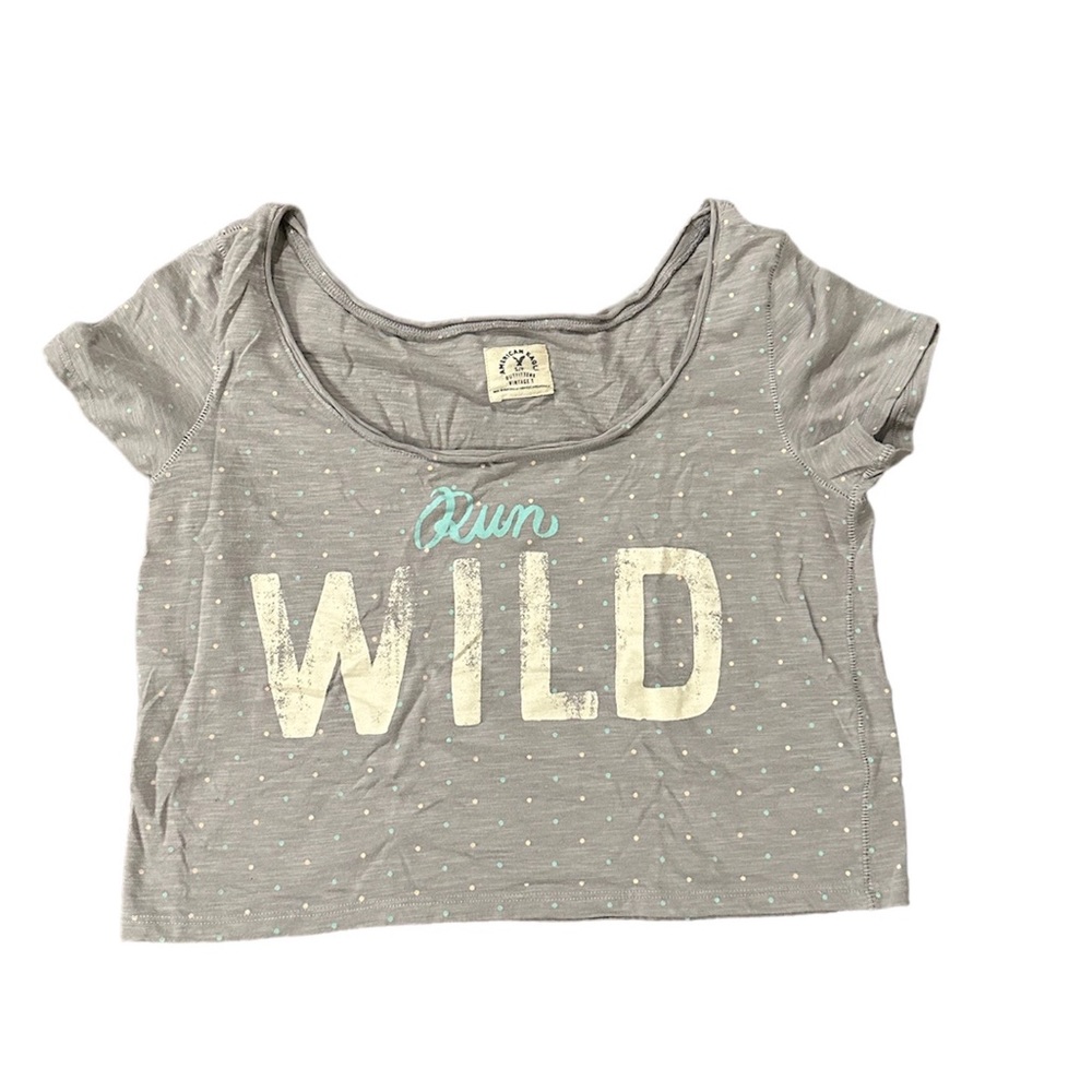 American Eagle Outfitters gray “Run Wild” crop top. Size Small.